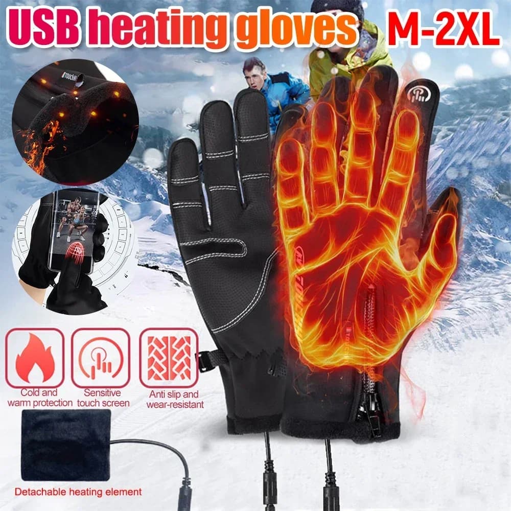 Guanti touch screen USB caldi Guanti da moto riscaldati Ciclismo Corsa Sci Guanti invernali Escursionismo Camminata Guanto antiscivolo