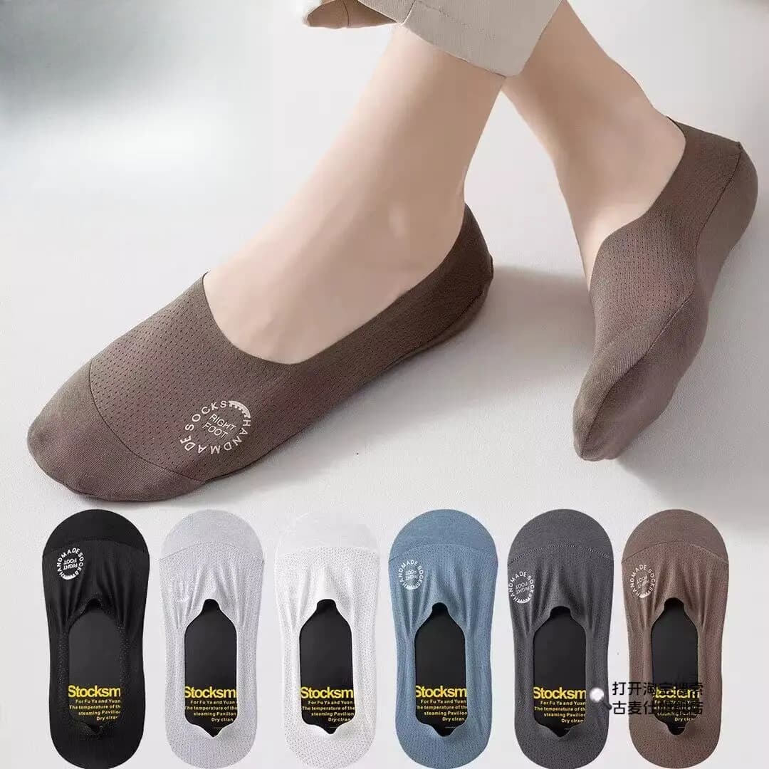 Silicone Non-slip Low Cut Boat Socks Hollow Out Mesh Breathable Summer Invisible No Show Socks Men Male Ice Silk Sock Slippers