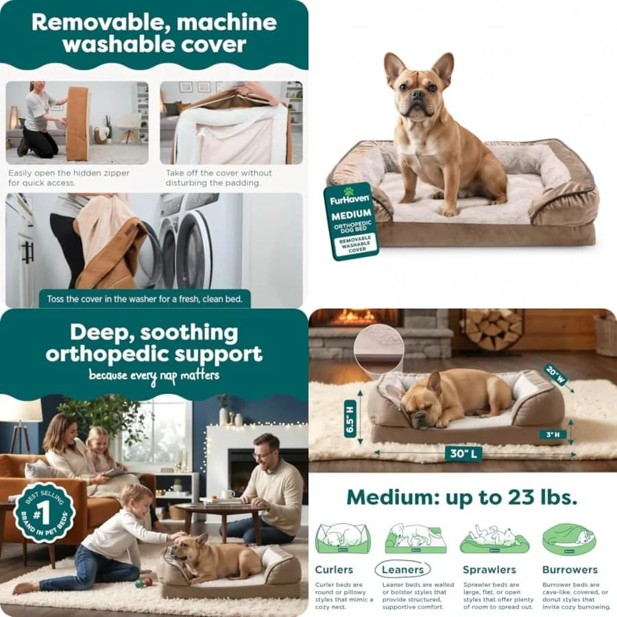 Cuccia Ortopedica per Cani, Divano Comfort Perfetto con Cuscini Rimovibili e Schiuma Ortopedica a Nido d'Ape per il Supporto Articolare