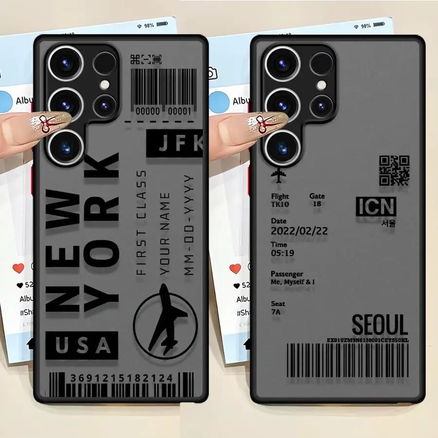 Custodia per biglietti per autobus per aereo per Samsung Galaxy S20 S25 Edge S9 S23 Ultra S21 S10 S22 Plus S24 FE Cover posteriore per telefono