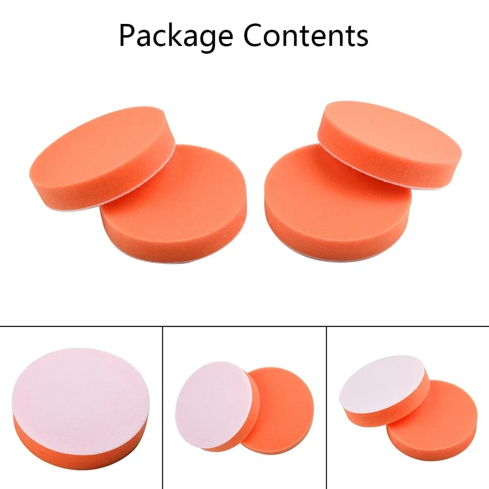 4 pezzi 125mm spugna per lucidatura per auto arancione liscio spugna piatta set di tamponi per lucidatura/lucidatura/ceratura accessori per utensili elettrici