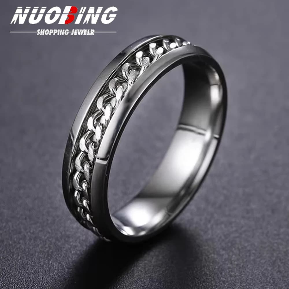 6mm Stainless Steel Chain Rotating Universal Ring For Men And Women Casual Sports Anxiety Jewelry Gifts From Friends