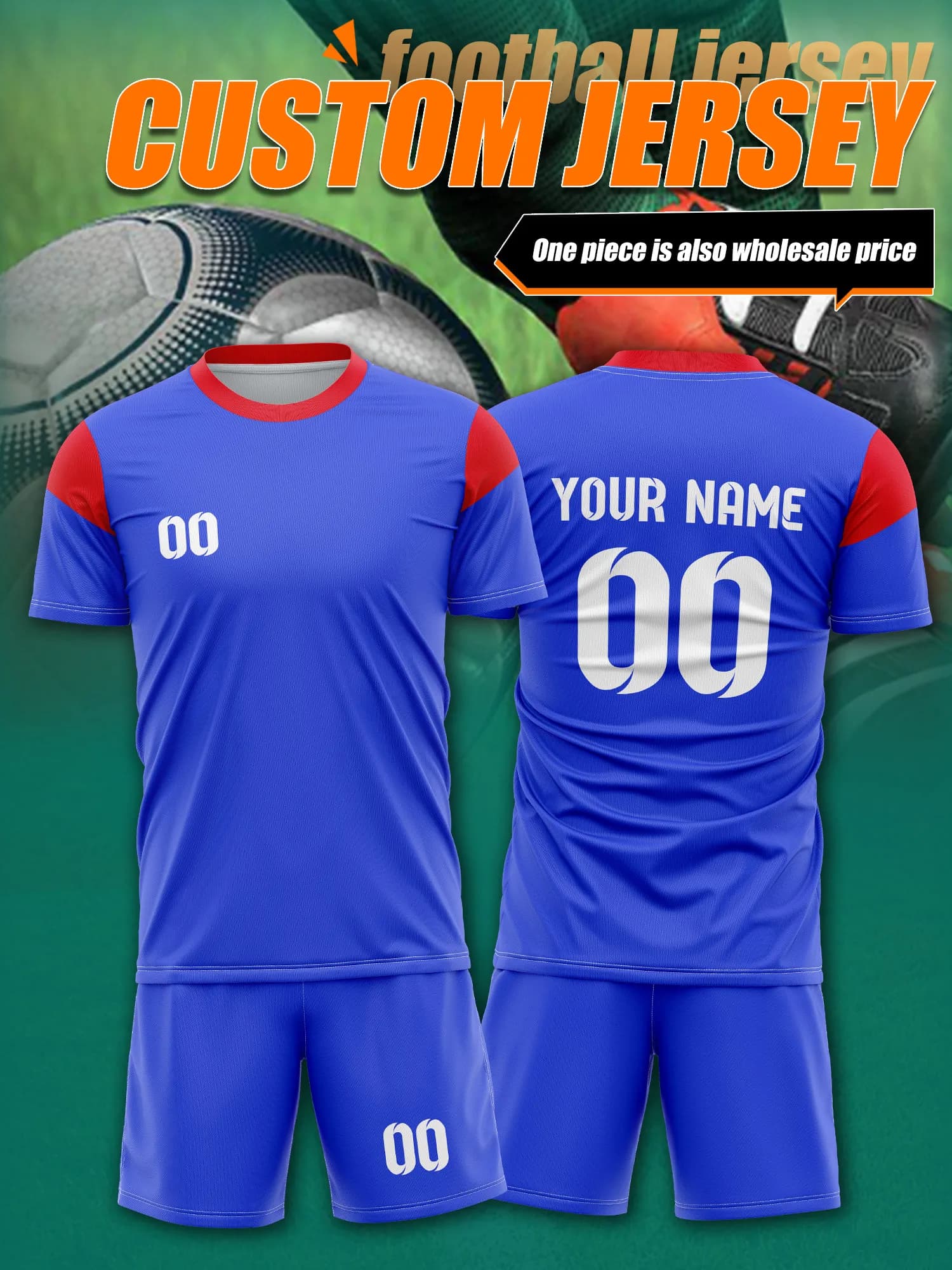 Custom Football Knit with Picture, Number and Name, Breathable Lining, Internal Anti-Sweep to Rapid Absorption, Football Match Clothing
