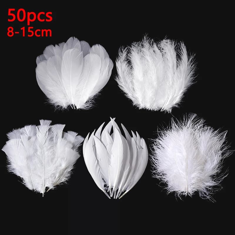 8-15cm Feathers Long Decoration Bulk White Plume 50pcs Chicken Goose For Massage Pictures Tree Dreamcatcher Crafts Plumas Small