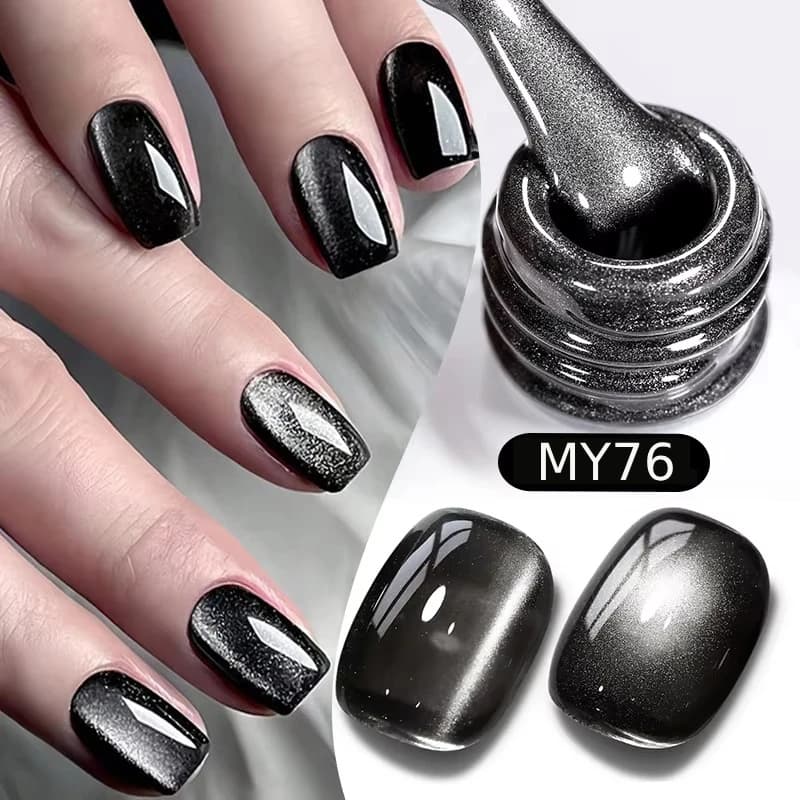 BORN PRETTY Smalto per unghie gel magnetico gatto in vetro nero da 10 ml Semi permanente con glitter oro argento Soak Off Smalto gel UV LED