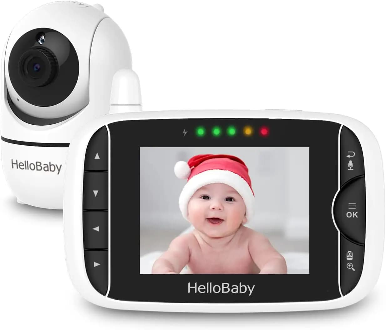Baby Monitor Video con Telecamera Pan-Tilt Remota, Schermo LCD da 3.2'', Visione Notturna, Audio Bidirezionale e Display della Temperatura