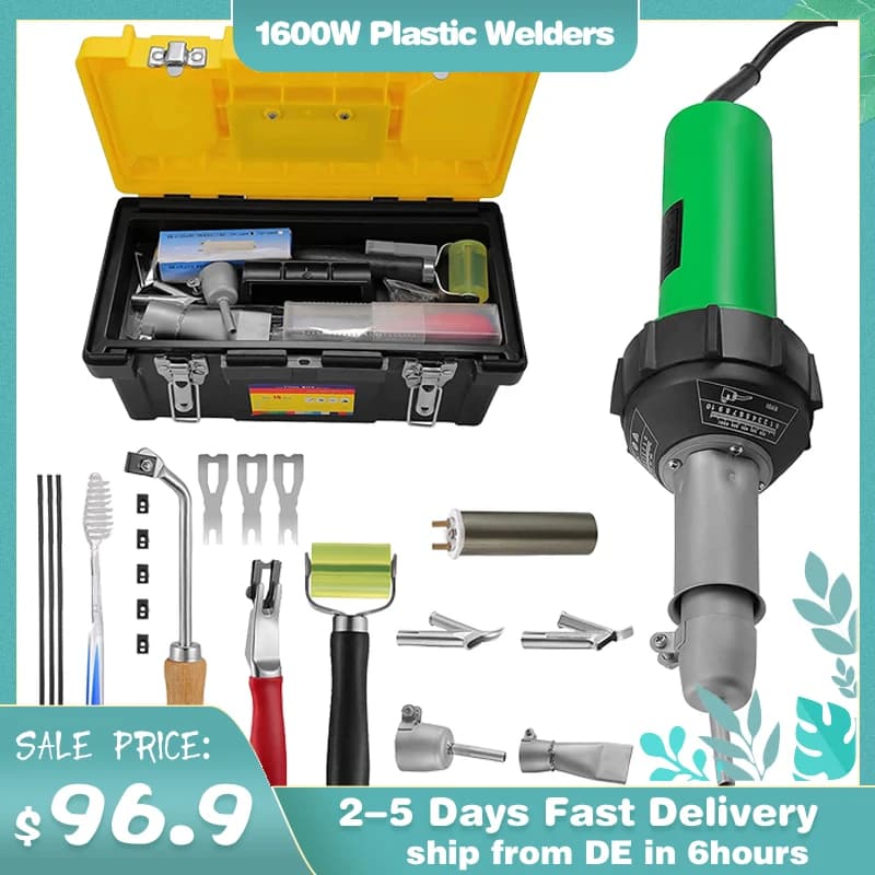 220V/110V 19pcs 1600W pistola per saldatura in plastica torcia ad aria calda saldatore per pistola di calore per PVC vinile pavimento PP PE serbatoio d'acqua geomembrana