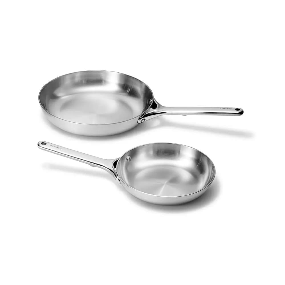 Set di Padelle in Acciaio Inox a 5 Strati, 8 e 10,5 Pollici, Non Tossiche, Senza PTFE e PFOA, Adatte al Forno e al Piano Cottura