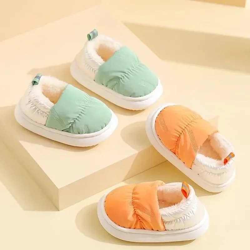 Kids Slippers for Boy Indoor Cotton Shoes Winter Warm Non-slip Girls Shoes Solid Color Cute Toddler Baby Home Slipper Flip Flops