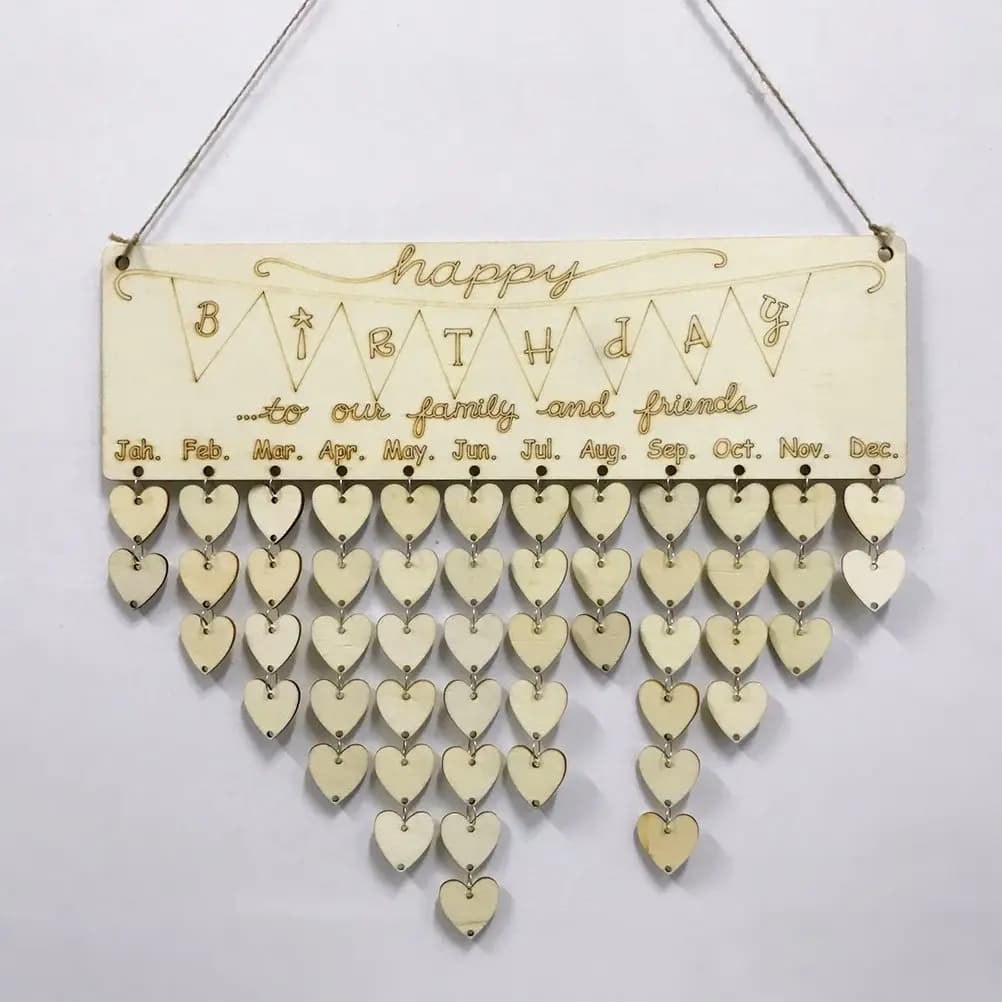 Calendario in Legno da Appendere, Promemoria Compleanni Fai-da-Te, Lavagna Familiare con Anelli in Ferro, Decorazione da Parete per Casa, Idea Regalo