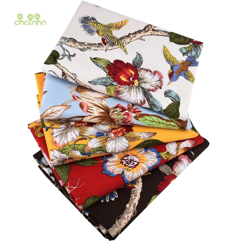 Chainho, uccelli e motivi floreali, tessuto di tela di cotone, abiti in tessuto cucito a mano per borsa per tende per divani materiale per la decorazione domestica