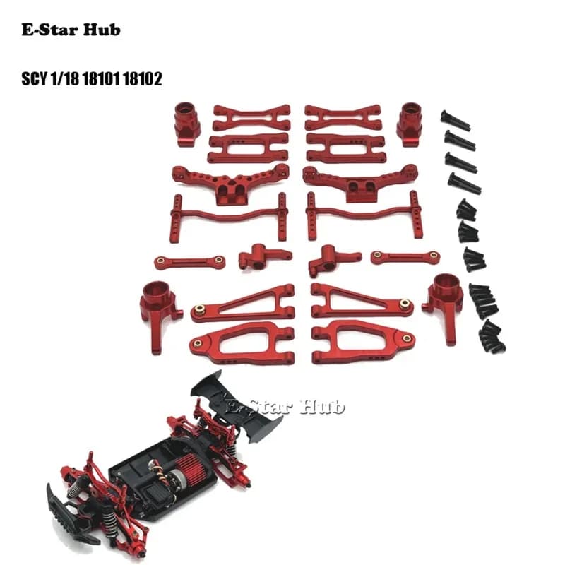 Parti di automobili RC Kit di aggiornamento in metallo per SCY 1/18 18101 18102 Tazza dello sterzo Shell Staffa di sospensione Braccio oscillante Tirare Rod Buggy