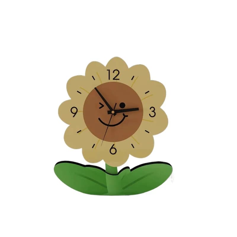 Orologio creativo a pendolo con girasole, decorazione da tavolo per soggiorno, orologio silenzioso da scrivania con pittura decorativa