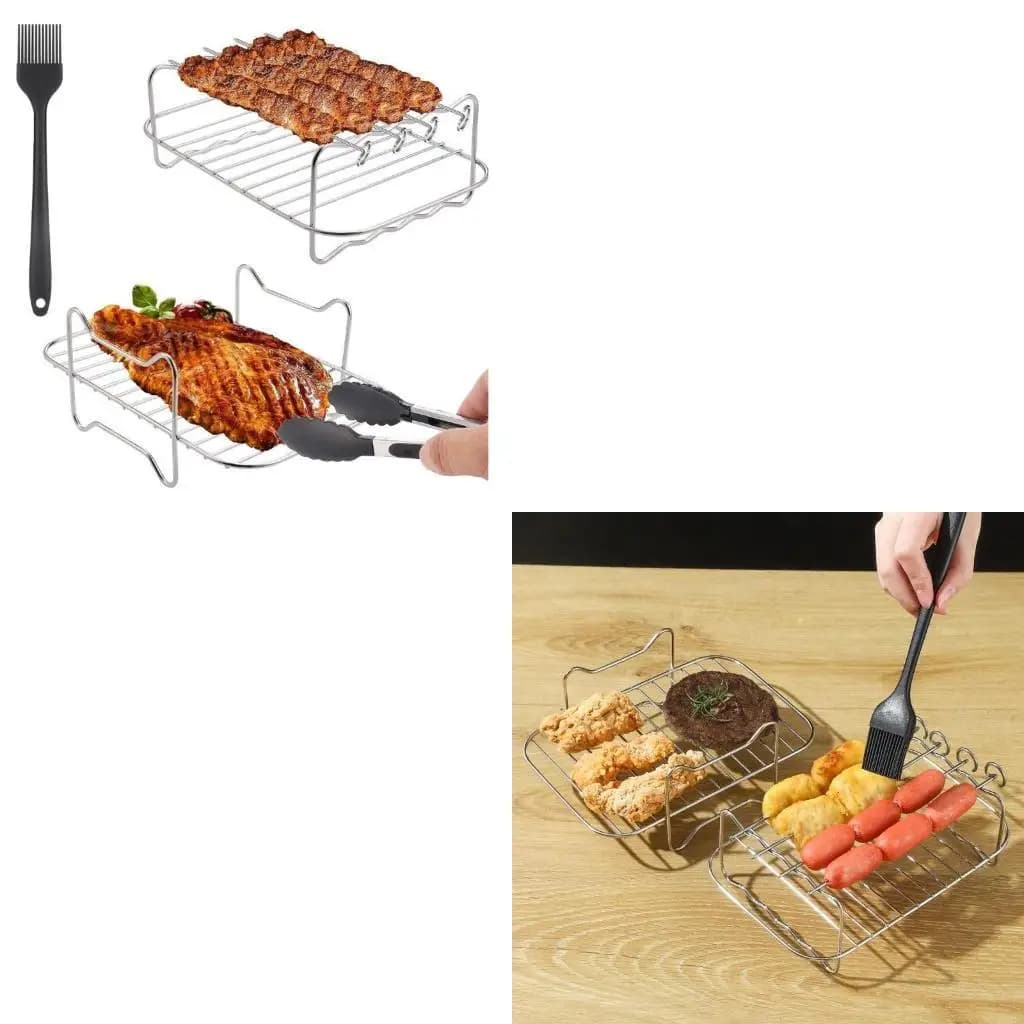 Accessories set for frying machine 2 pieces Rack double layer + 2 pieces silicone baking tray for fryer