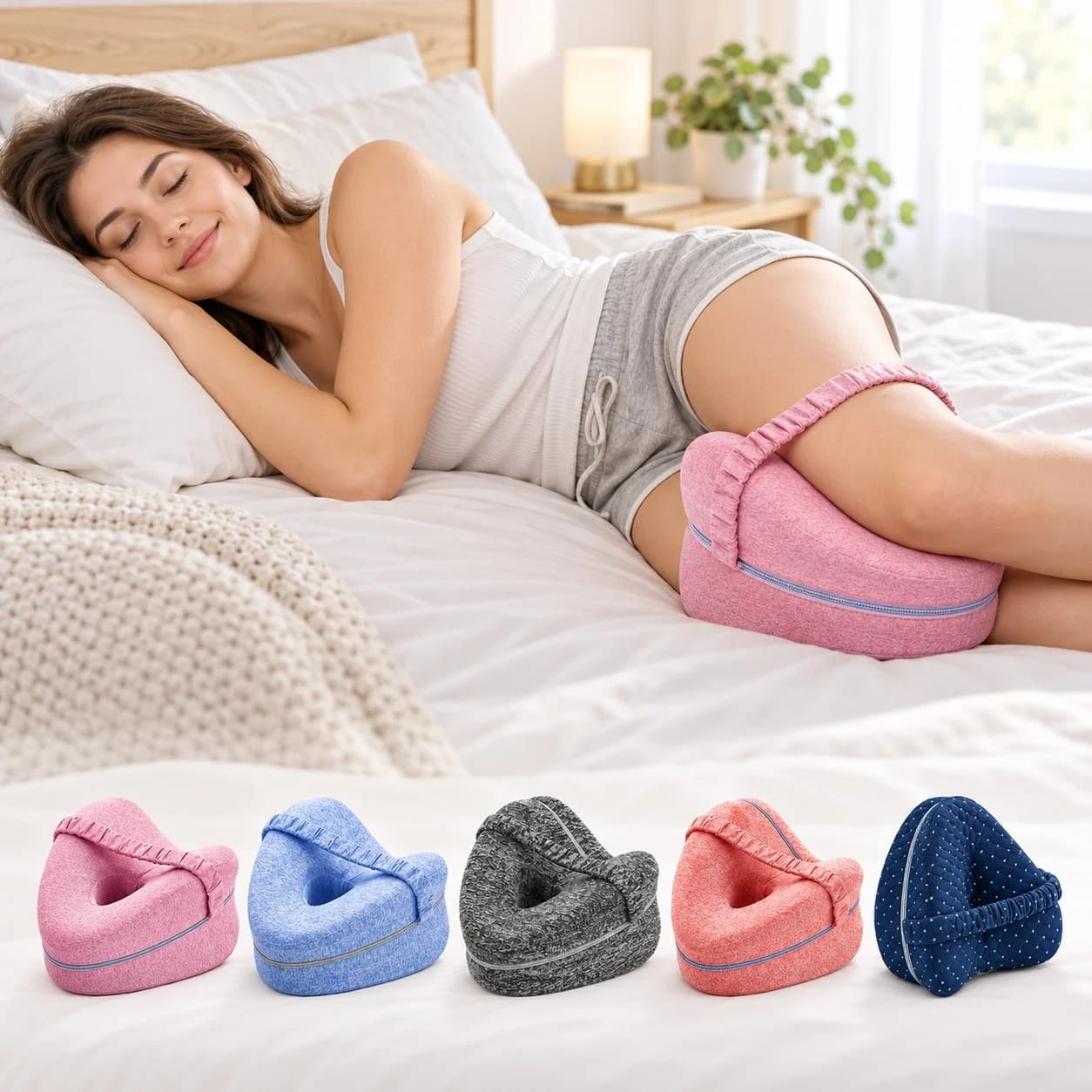 Orthopedic Hollow Memory Foam Knee Pillow Side Lying Leg Support Pad Pregnancy Sciatica Hip Back Pain Relief