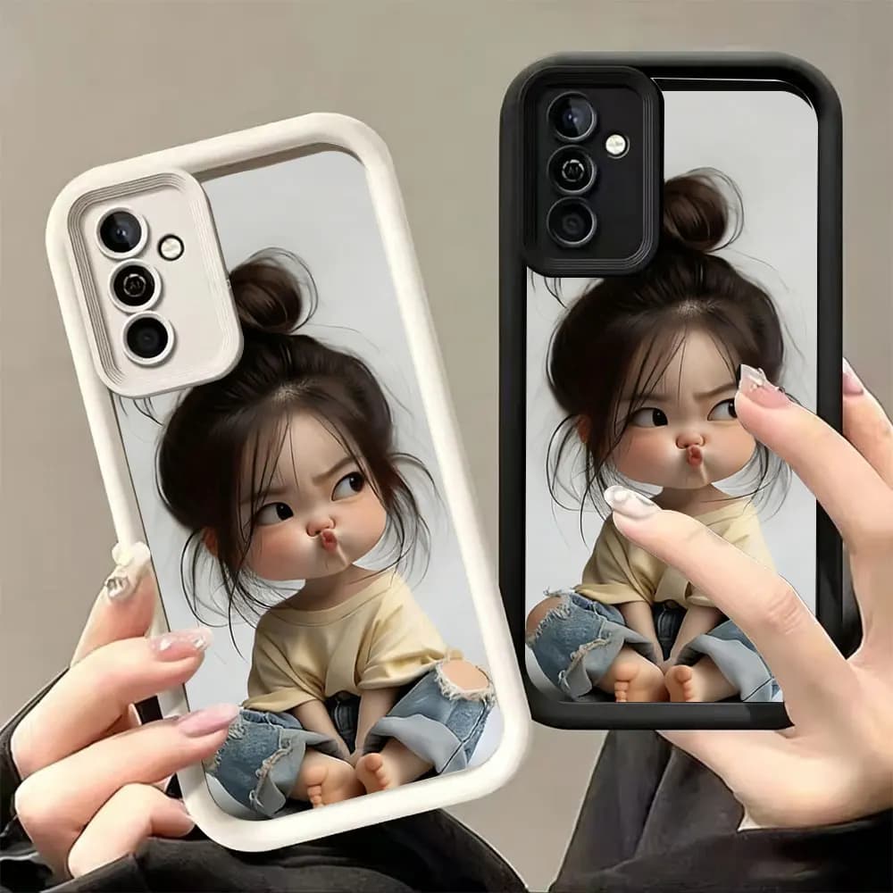 Meatball Head Girl Silicone Shockproof Phone Case For Samsung Galaxy S26 S25 S24 S23 S22 S21 S20 Ultra Plus FE 2022 5G Cover