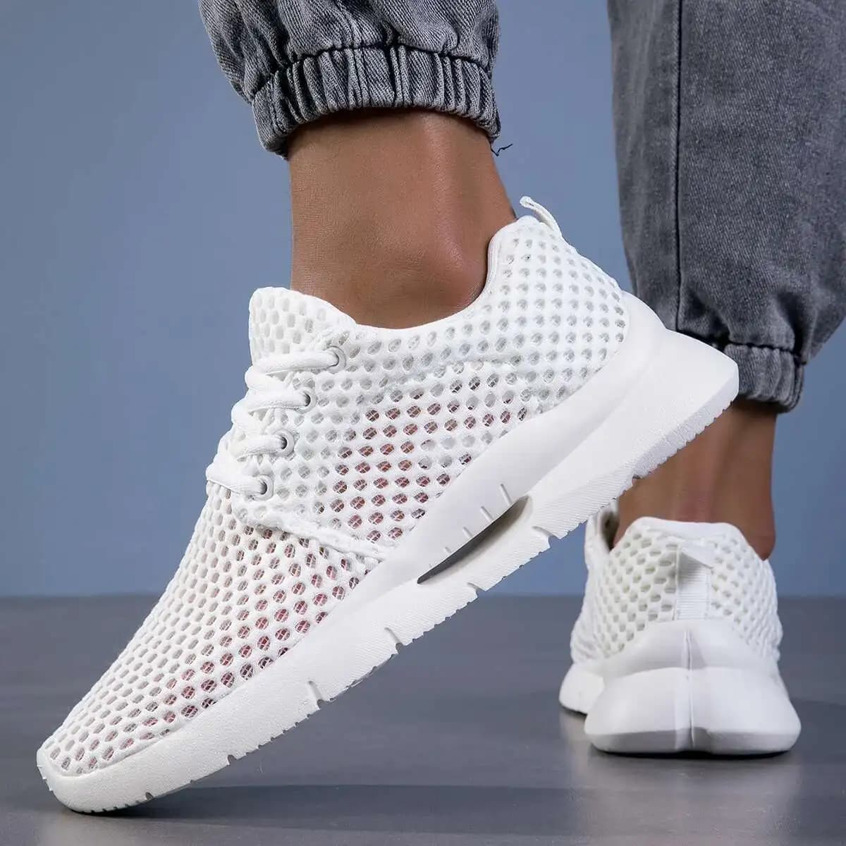 2025 Scarpe da uomo nuove da uomo in maglia bianca traspirante estiva leggera da escursionismo comode scarpe casual da guida senza lacci nere Mascus