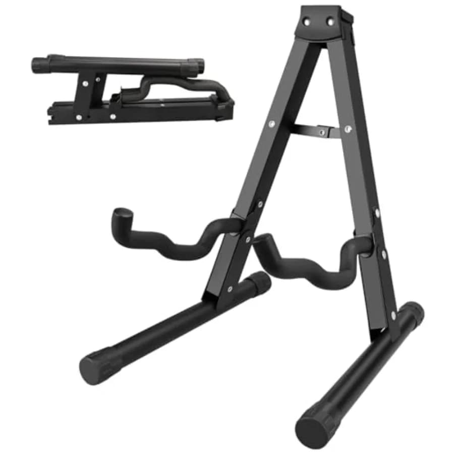 Confezione da 1/2/4 Supporti Pieghevoli a Forma di A per Chitarra con Gomma Antiscivolo e Bracci in Schiuma, Supporto in Metallo per Chitarra Acustica, Elettrica, Basso, Ukulele, Banjo