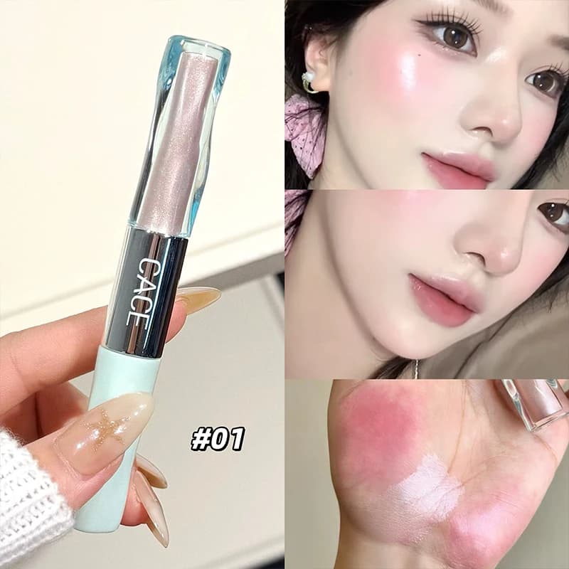 CACE Double Headed Highlighter Bronzer Stick High Glossy Face Brightening Blusher Rouge Concealer Contouring Multipurpose Stick