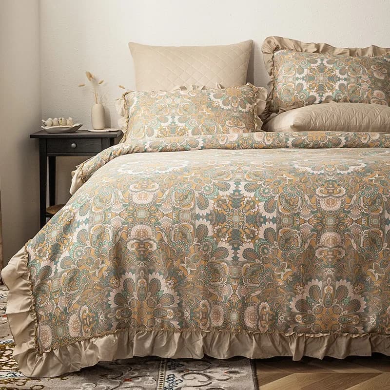 Summer Anne's Wholesale French lace style bedcover Copripiumino Flat sheet True Bed linen set 7 pieces