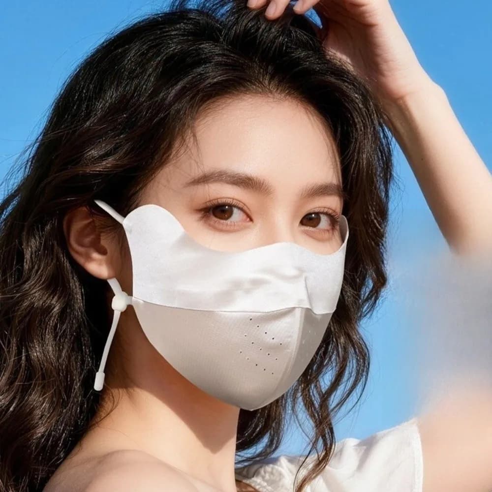Maschera in Seta Regolabile e Traspirante, Copriviso Sottile Tinta Unita, Protezione Solare, Velo Protettivo, Maschera Gini per Ciclismo