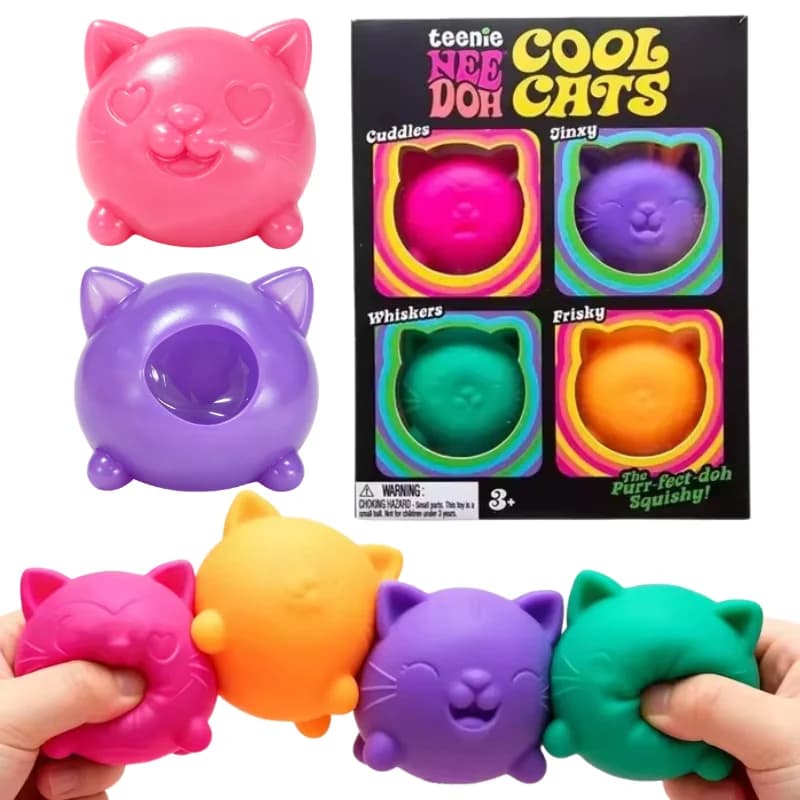 Schylling NeeDoh Cute Cat Stress Relief Maltose Squishy Ball Slow Rise Sensory Fidget Blind Box Toy Adults Kids