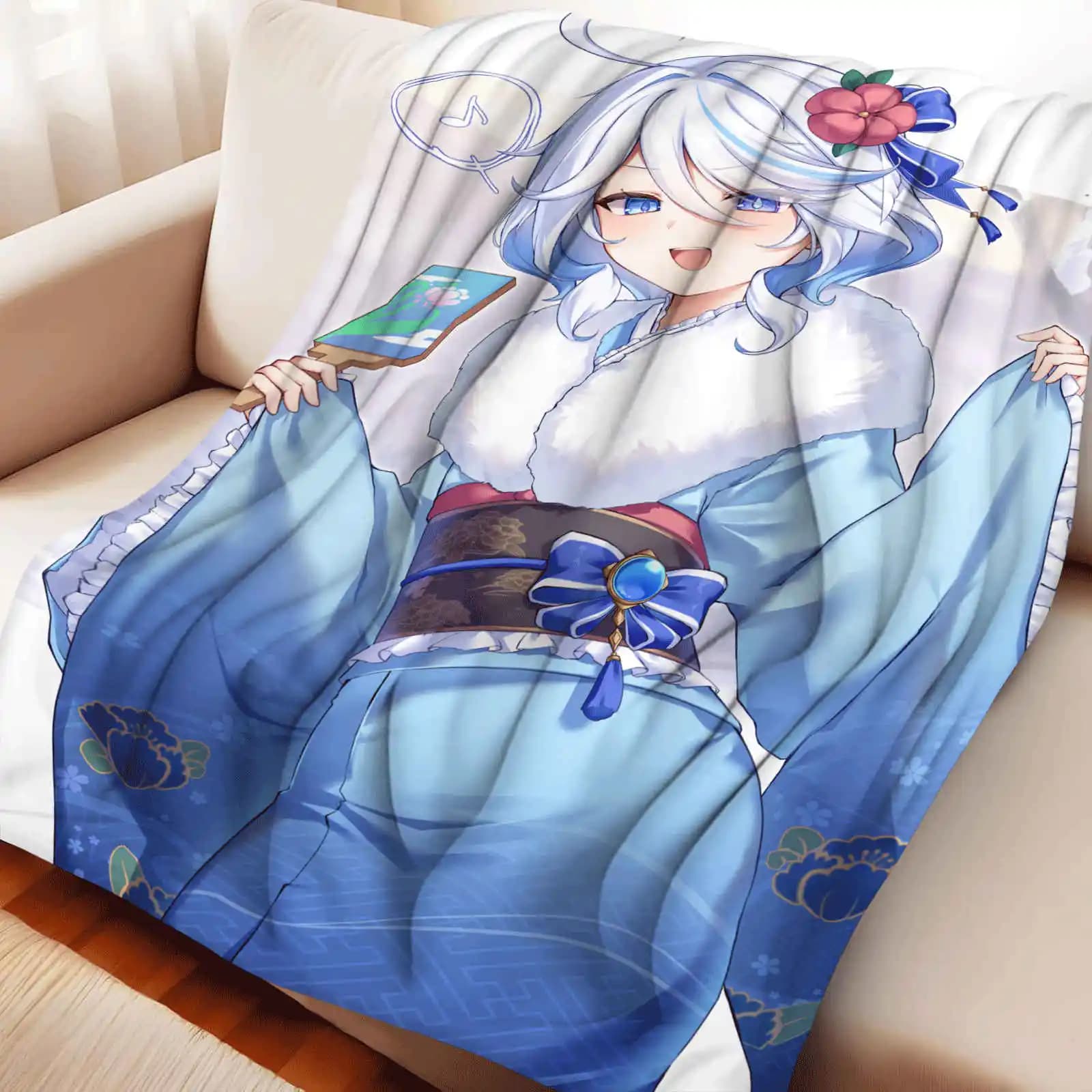 Coperta in Flanella Anime Genshin Impact Furina, Trapunta Spessa per Sedia da Gaming, Ideale per Appassionati