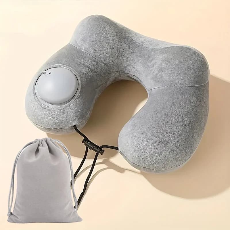 Cuscino da Viaggio Gonfiabile Portatile a Forma di U, Supporto per il Collo, Comodo Cuscino per Dormire, Gonfiabile a Pressione per Viaggi