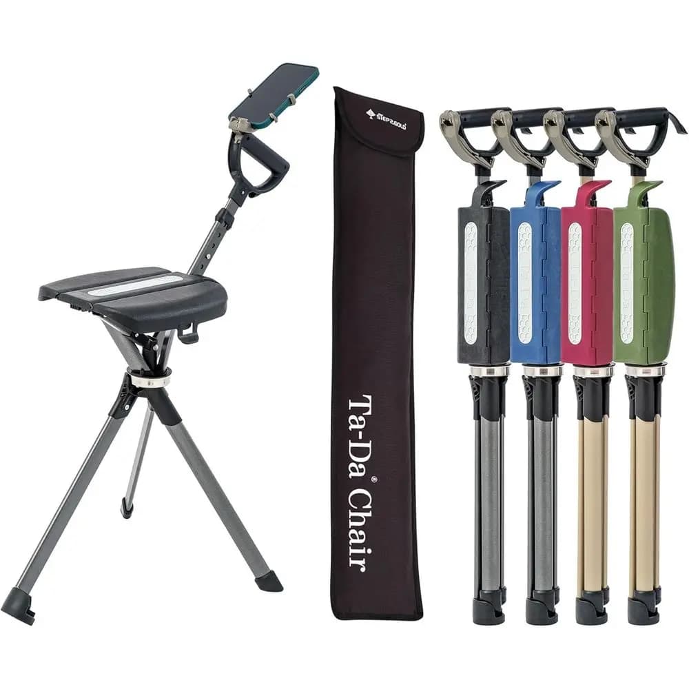 Folding Trekking Pole with Built-In Seat, Portable Hiking Support, Lightweight, Easy Storage, Anti-Slip