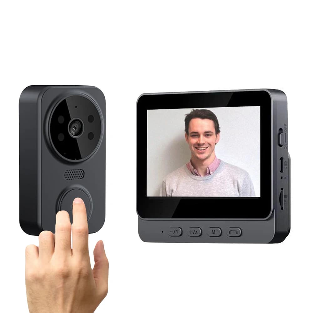 Spioncino digitale 2.4G WiFi IR Visione notturna Campanello senza fili Schermo IPS da 4,3 pollici Videocitofono Telecamere per porte Citofono bidirezionale