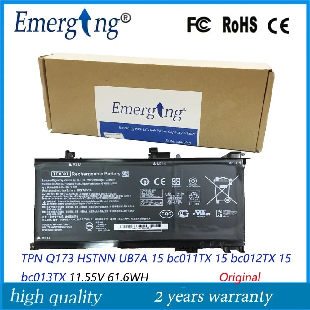 11.55V 61.6Wh New Original TE03XL Laptop Battery for HP 849910 850 TPN Q173 Pavilion 15 UHD TPN Q173 HSTNN UB7A 15 bc011TX 15