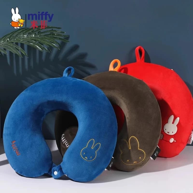 Miffy Kawaii Anime Cartoon Rabbit Memory Foam U Shape Pillow Neck Gaiter Nap Pillow Travel Vehicle Mounted Airplane Neck Pillow