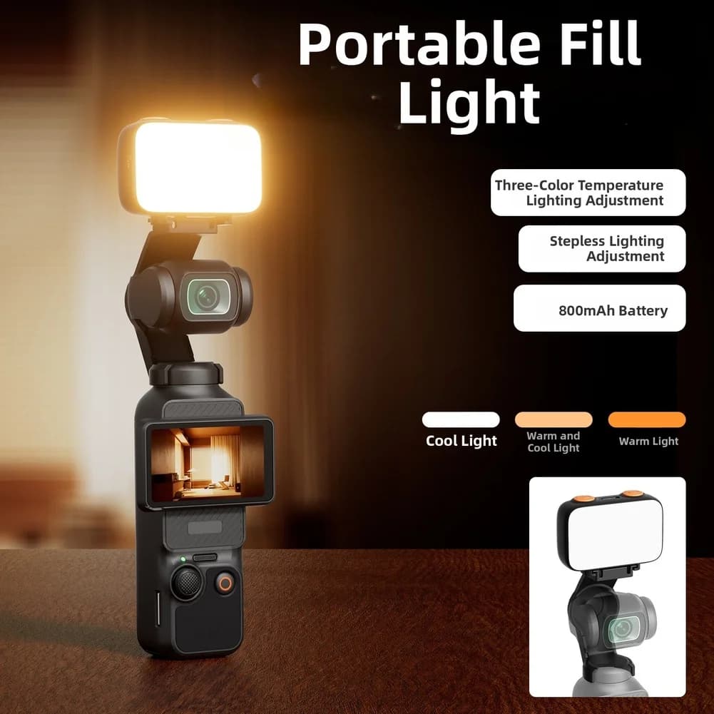 Magnetic LED Fill Light For DJI For-Osmo Pocket 4/3 Rechargeable Adjustable Brightness Auxiliary Light Selfie Lamp With 3 Modes