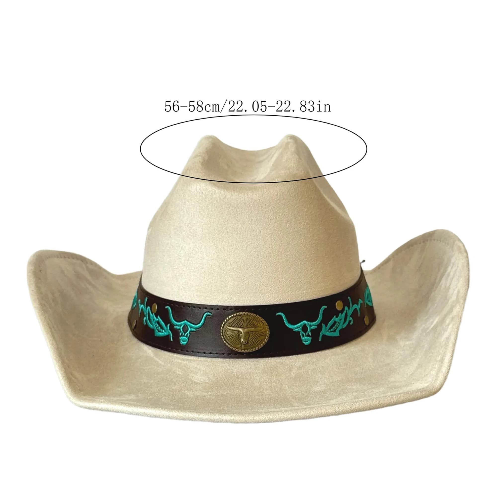 Women's and men's wide stretch Fedora hat in vintage style with embroidered bull head design and wool felt jazz cap with belt for party dresses