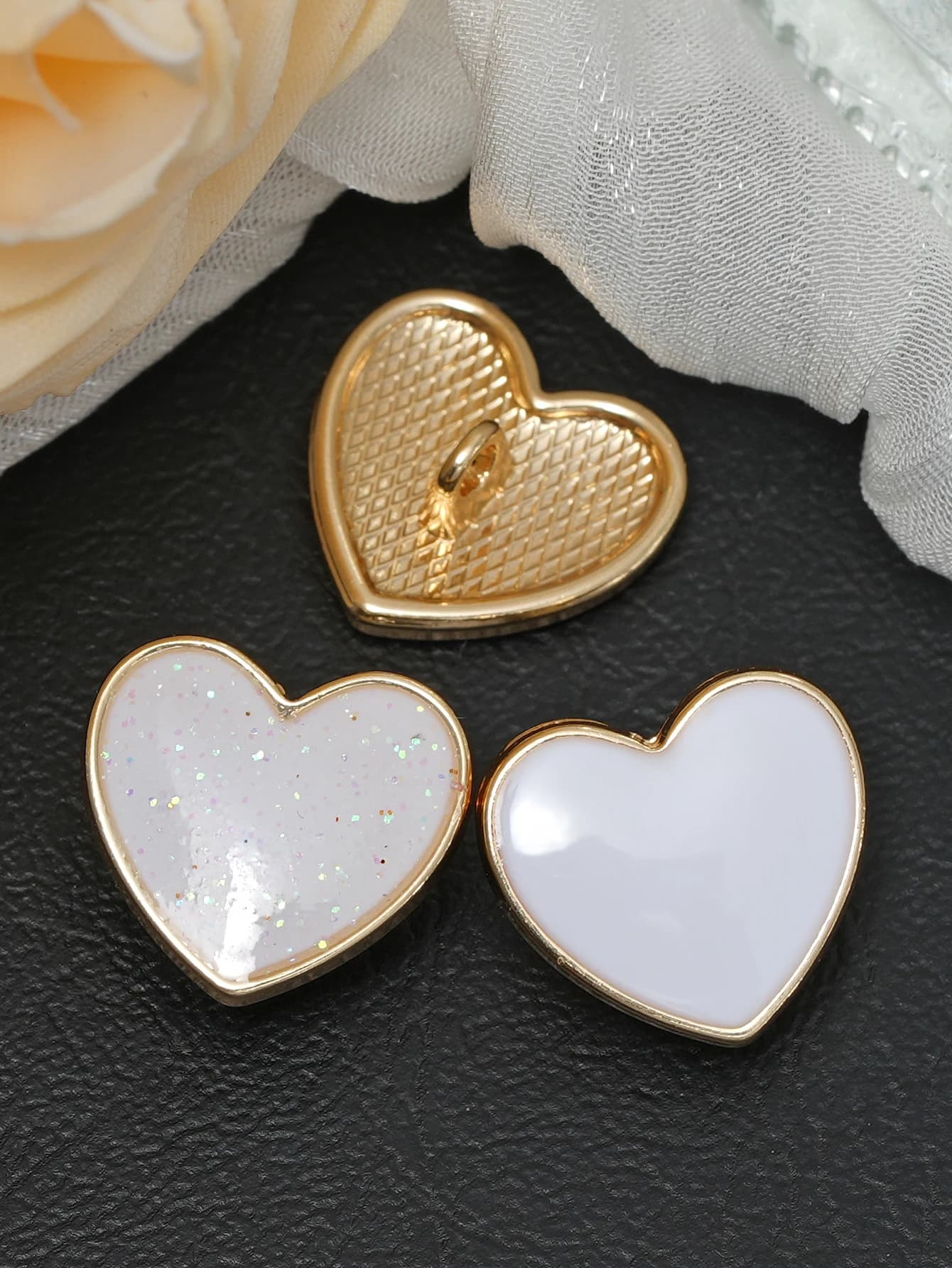 10/50 pezzi/bottone in metallo Love, adatto per accessori da cucito moda fai-da-te per sciarpe di abbigliamento, scatole regalo e fiori tenuti in mano