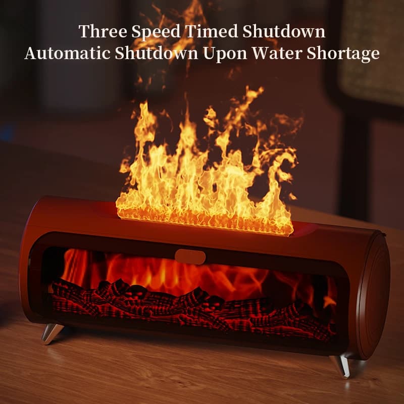 For 150ML Flame Air Humidifier Wood Grain Fireplace Aromatherapy Machine Mini USB Smart Essential Oil Diffuser Humidifier