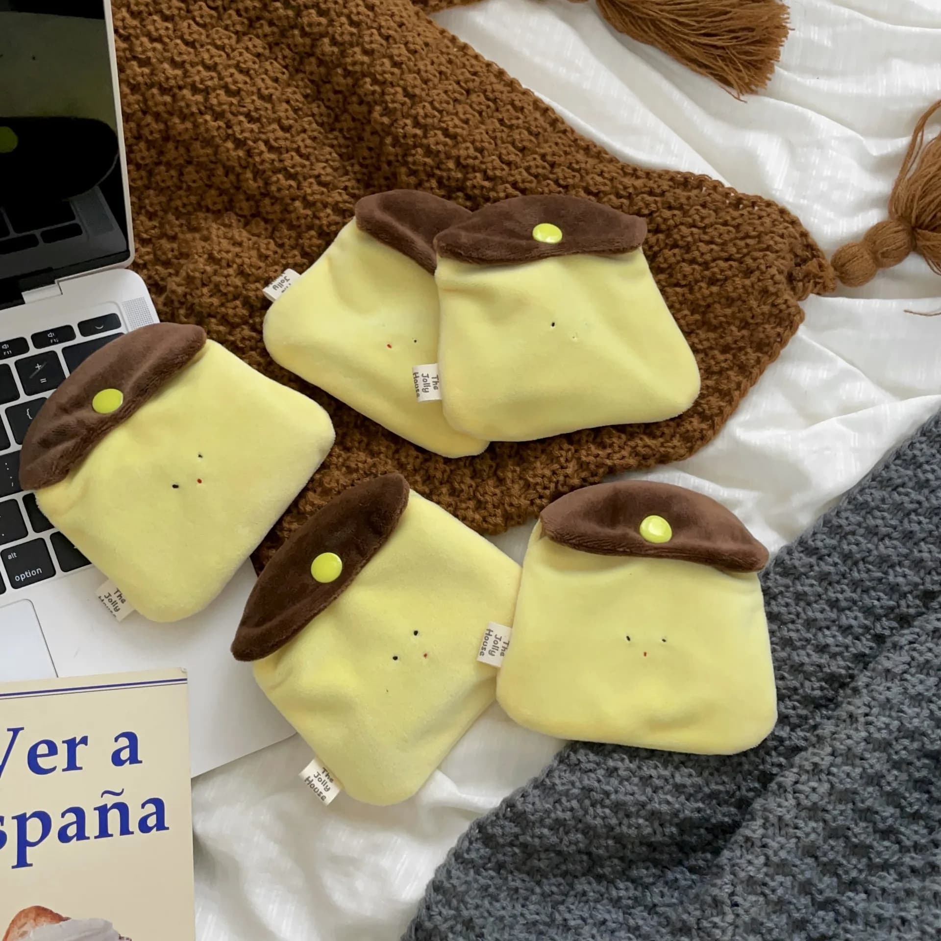 Coin Purse Caramel Pudding Creative Headphones Coin ID Card Storage Small Card Bag Cute Kawaii Fashionable Mini Plush Portable