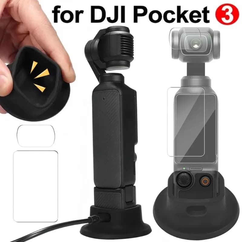 1-5-piece camera table support base for DJI Osmo Pocket 3 Tempered glass screen protectors with 9H hardness for DJI Osmo Pocket 3