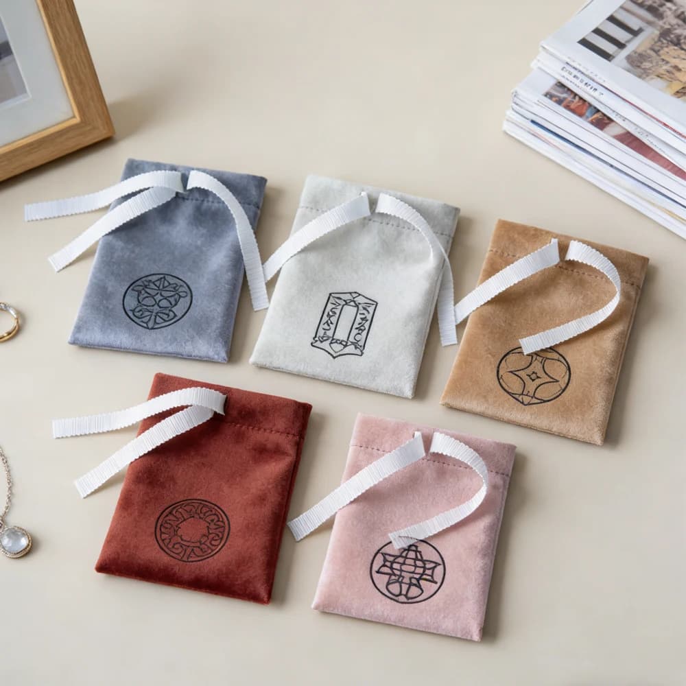 100 Pezzi Sacchetti in Velluto con Logo Personalizzato, Buste Regalo Personalizzate per Gioielli, Cosmetici, Anelli, Orecchini, Collane, Sapone