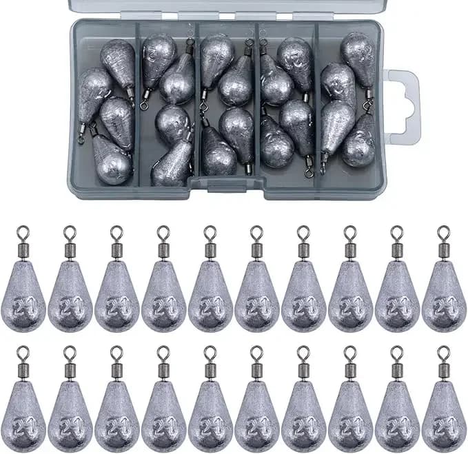 Goture 21g 30g 40g 50g 60g Lead Sinker Lead Teardrop Drop Shot Fishing Weights Set for Saltwater Freshwater Fishing Gear