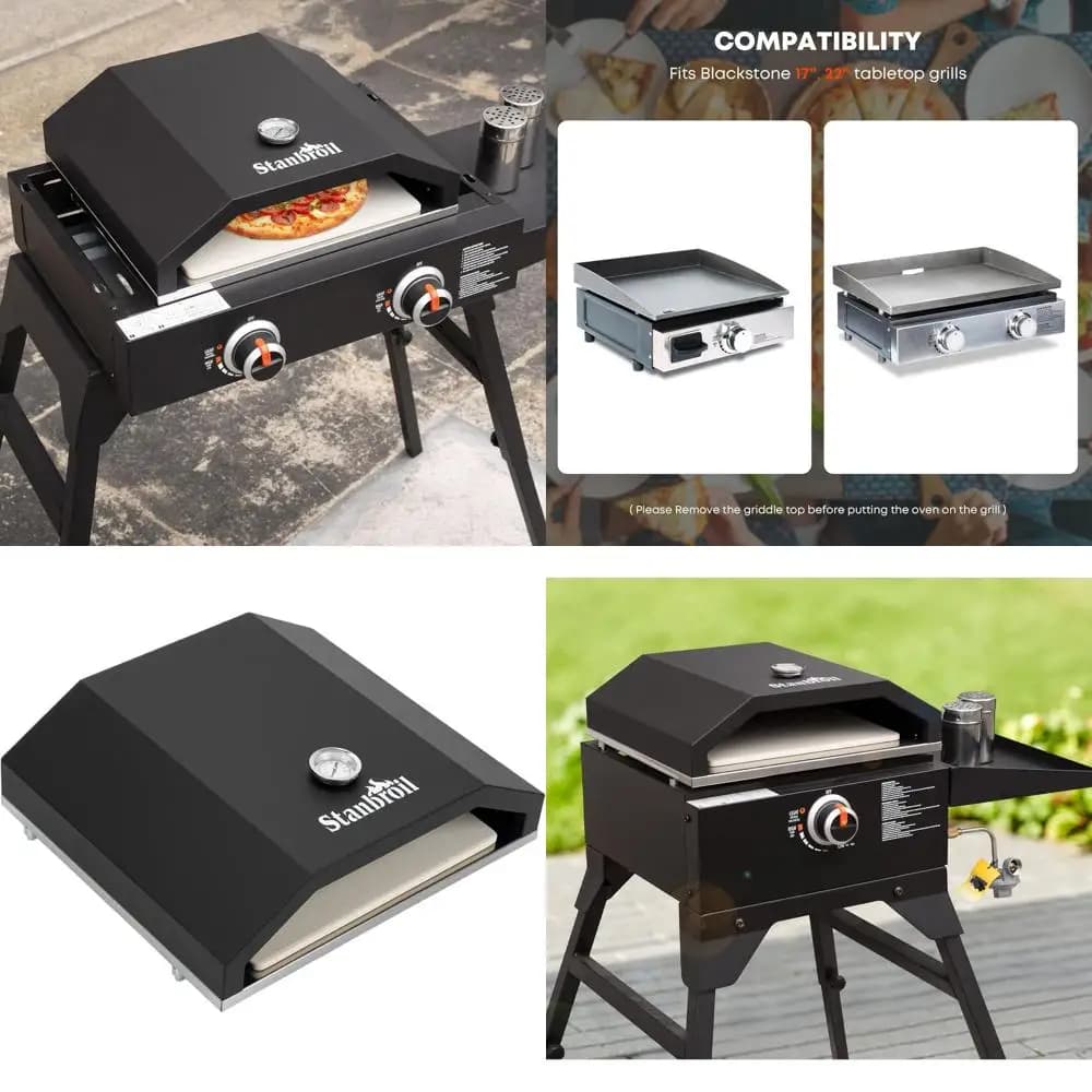 Kit forno per pizza portatile da esterno per piastre Blackstone, 13 calibro di pietra e temperatura inclusi