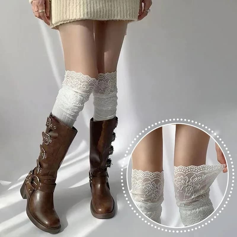 High socks in lace sexy solid color High women's socks on the knee Hot women's socks for girls Lolita