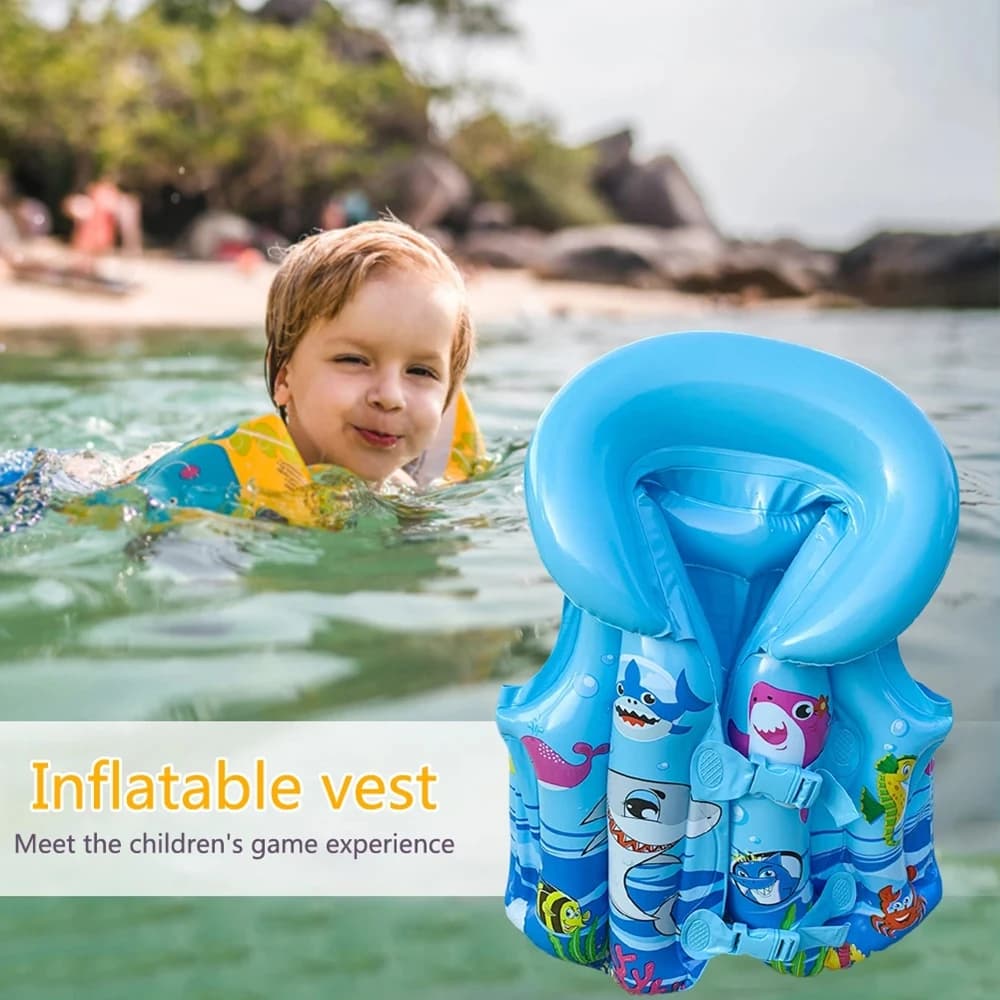 Kids Vest 3 Sizes Children's Inflatable Life Jacket Safety Swimming Gear Portable Buoyancy Aid for Kids Swimming Pool Beach