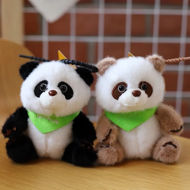 Simpatico Orsetto Panda con Fiori, Peluche Morbido, Ornamento da Appendere, Portachiavi per Zaino Scolastico, Regalo di Compleanno