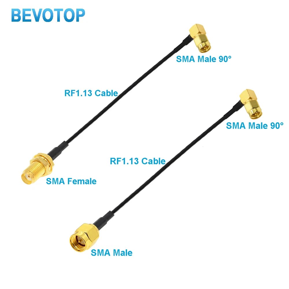 RF1.13 SMA to SMA Cable SMA Male/Female to Male Right Angle Connector RF Coax Jumper 50 Ohm WIFI Antenna Extension Pigtail Cord