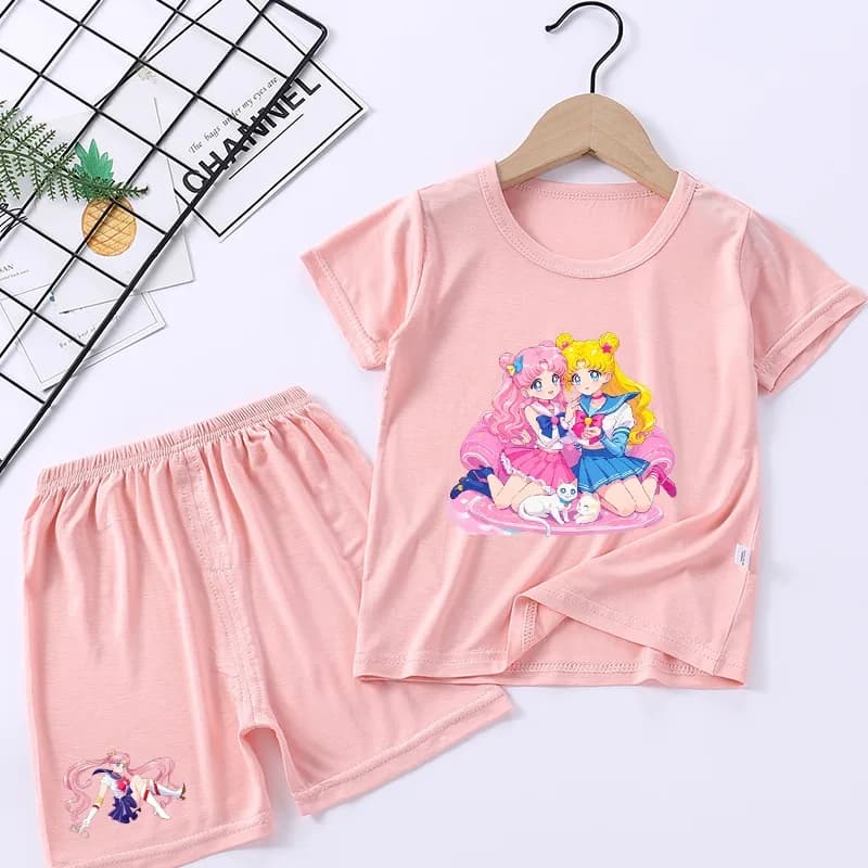 Pigiama estivo Sailor Moon, grazioso abbigliamento da casa in modal, comodo e traspirante, set di t-shirt e pantaloncini, regalo per feste di compleanno