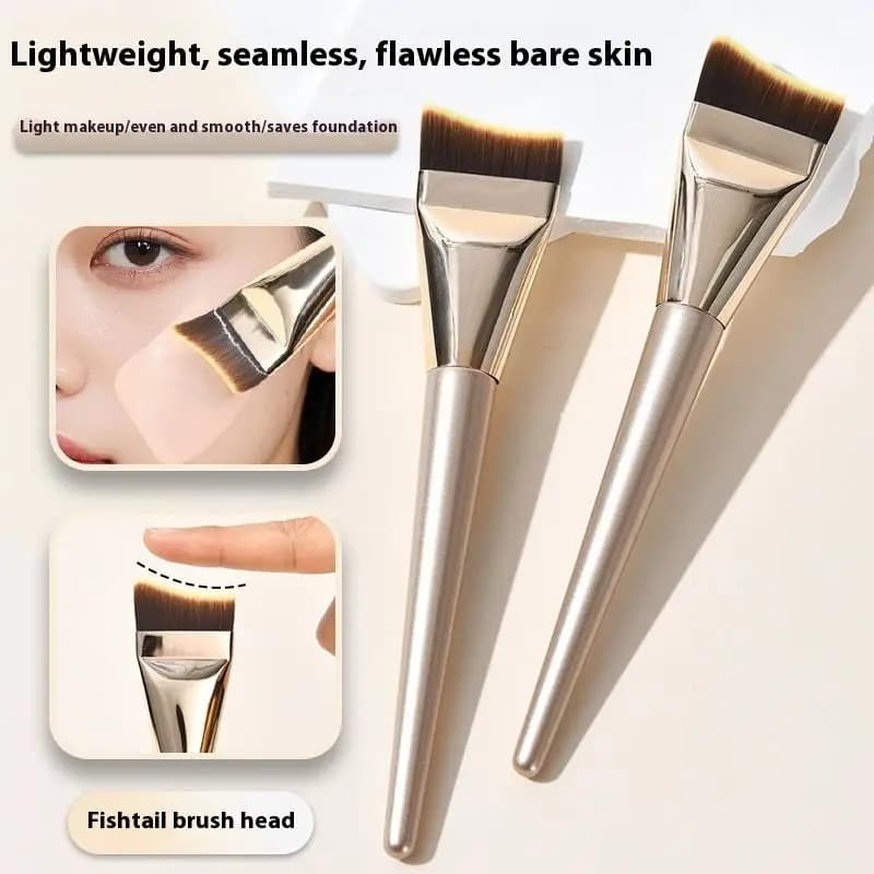 2 professional brushes for ultra-thin arc-shaped head foundation, brush for liquid foundation without traces and without residue