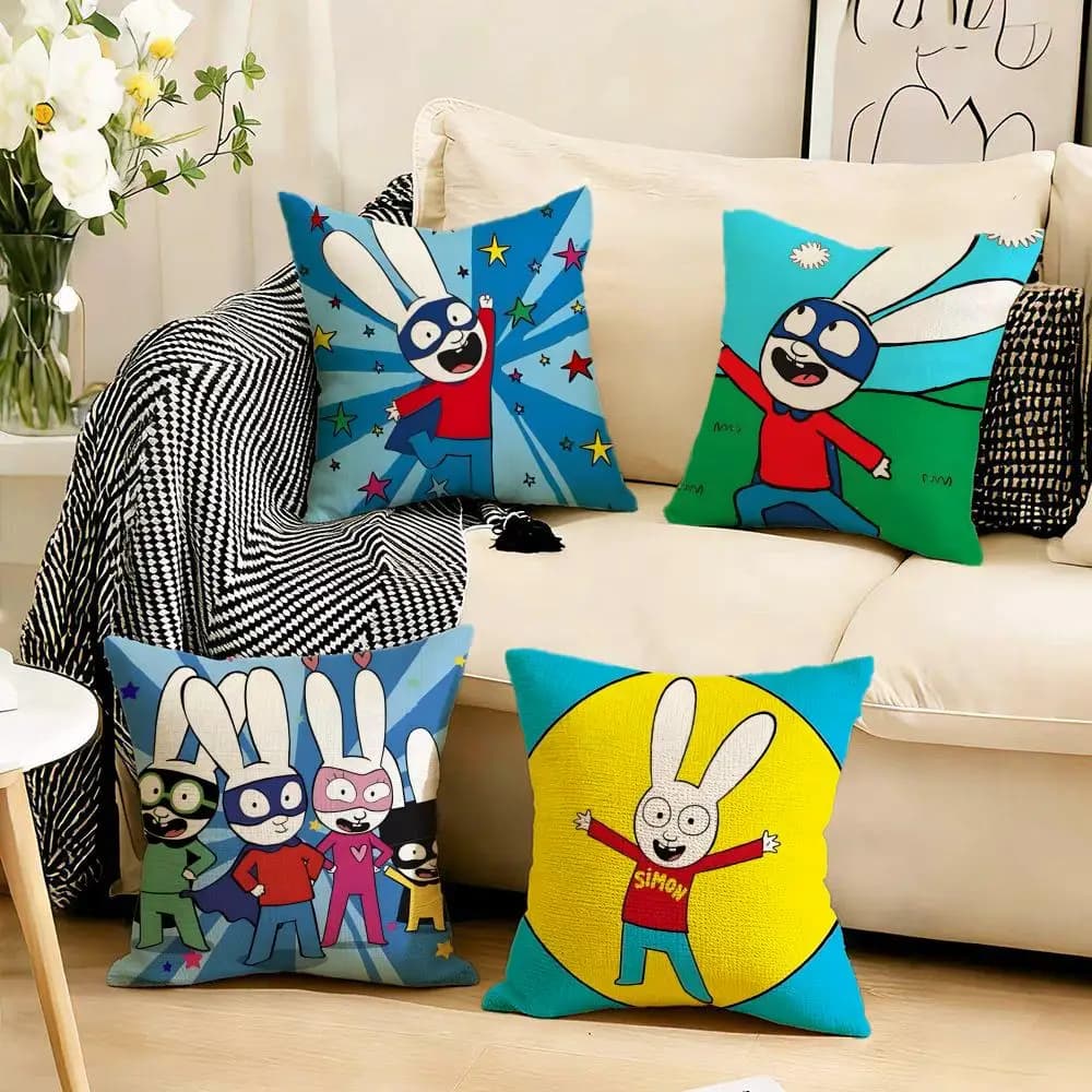 Cuscini decorativi S-Simon Super RabbitS, set da 4, in lino morbido, 40x40 45x45, per divano e arredamento casa