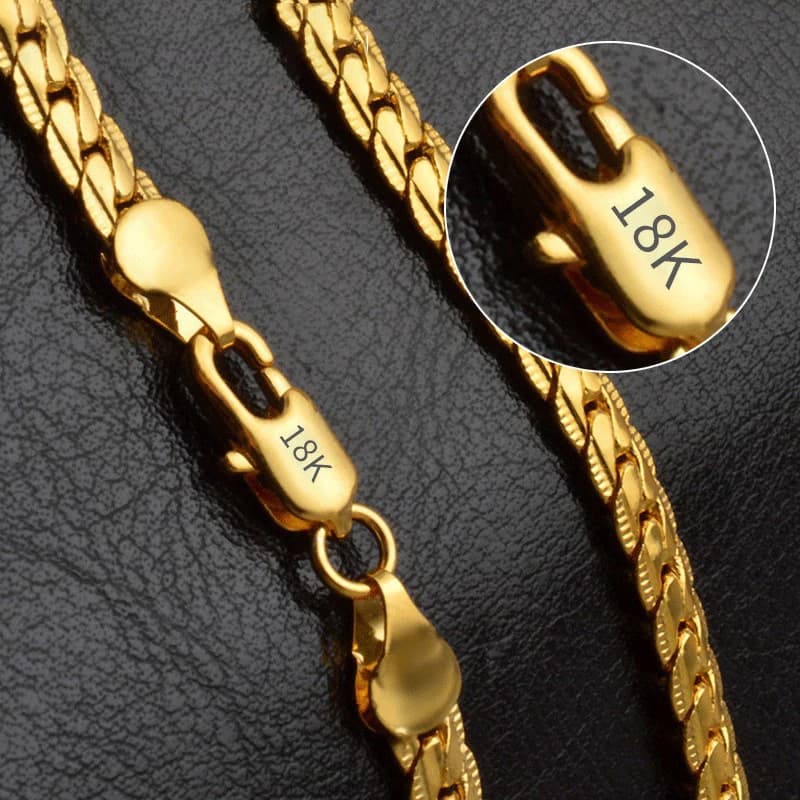 Full side necklace in gold/silver 18K 6mm Chain 8/18/20/24 inch for woman Man Engagement jewelry for fashion wedding