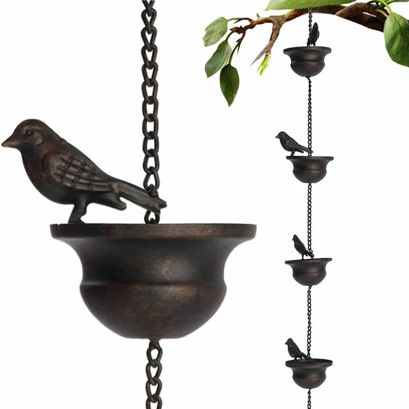 Bronze Bird Shape Drainage Chain Villa Rainwater Chain Bird Wind Chimes Iron Decoration